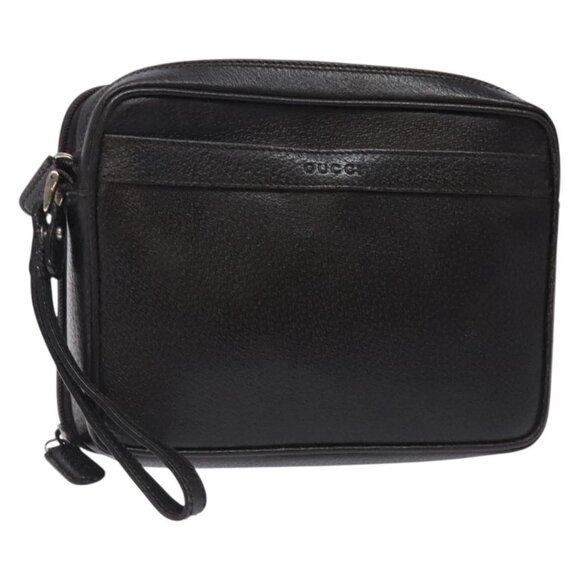 GUCCI Clutch Bag Leather Brown Silver 018 3700 - Picture 1 of 16